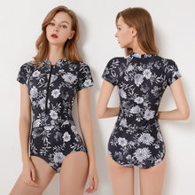 Load image into Gallery viewer, One-Piece Short Sleeve Swimsuit - Secret Apparel
