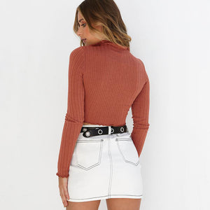 Turtleneck Long-Sleeved Top - Secret Apparel