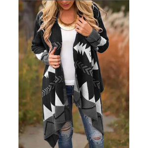 Asymmetric Printed Waterfall Cardigan - Secret Apparel