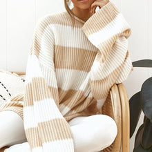 Load image into Gallery viewer, Round Neck Striped Sweater - Secret Apparel
