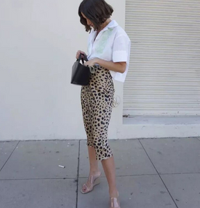 Leopard Print Midi Skirt - Secret Apparel