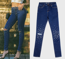 Load image into Gallery viewer, Blue Knee Ripped Jeans Pants - Secret Apparel
