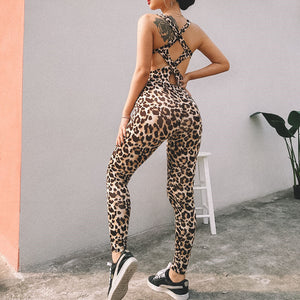 Leopard sports fitness jumpsuit - Secret Apparel