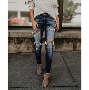 Distressed Mid Rise Jeans - Secret Apparel