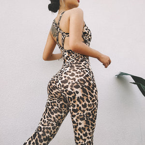 Leopard sports fitness jumpsuit - Secret Apparel