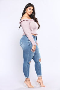 Stretchable Plus Size Ripped Pants - Secret Apparel