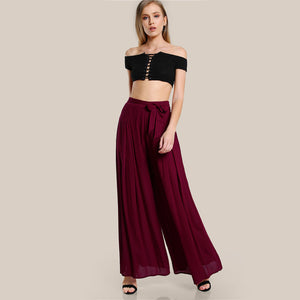 Chiffon Wide Leg Pants - Secret Apparel