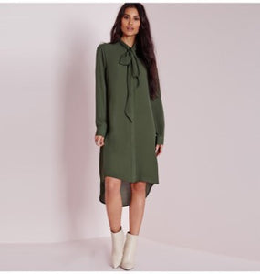 Tie Neck Midi Dress - Secret Apparel