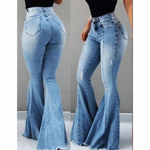 High Waist Flared Jeans Pants - Secret Apparel