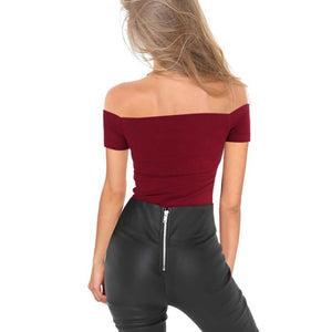 Off Shoulder Tie Front Top - Secret Apparel