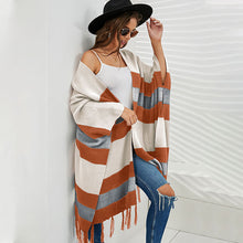 Load image into Gallery viewer, Striped Woollen Cape with Tassels - Secret Apparel
