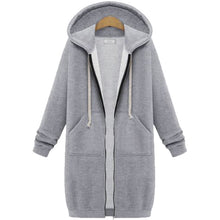 Load image into Gallery viewer, Hooded Long Sleeve Sweater Fleece Long Jacket - Secret Apparel
