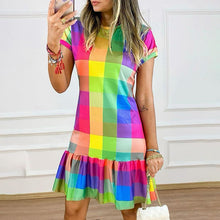 Load image into Gallery viewer, Multicolour Short Sleeve Casual Dress - Secret Apparel
