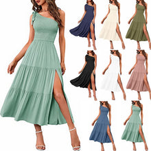 Load image into Gallery viewer, One-shoulder Pleated Layered Hem Dress - Secret Apparel
