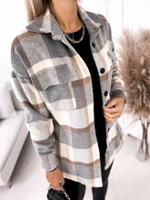 Load image into Gallery viewer, Long-sleeved Single-breasted Plaid  Woollen Jacket Shacket - Secret Apparel
