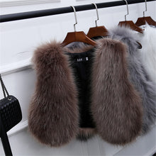 Load image into Gallery viewer, Faux Fox Fur Short Slim Waistcoat Jacket - Secret Apparel
