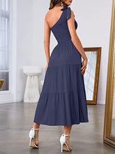 Load image into Gallery viewer, One-shoulder Pleated Layered Hem Dress - Secret Apparel
