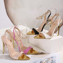 Load image into Gallery viewer, Pointed Toe High Heels Chain Stilettos - Secret Apparel
